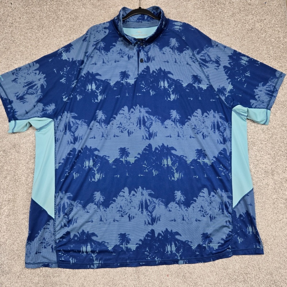 Tommy Bahama Island Active Palms Golf Performance Blue Polo Mens 3XLB UPF 30